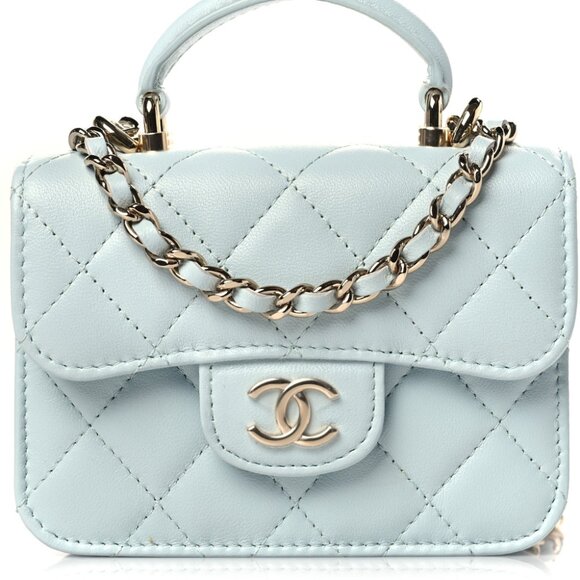 CHANEL Mini Top Handle Flap Purse with Chain - Picture 1 of 11